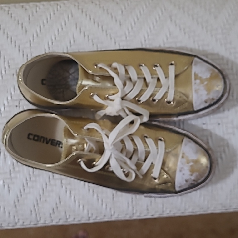 Converse  Chuck Taylor All Star Gold paint chrome sneakers